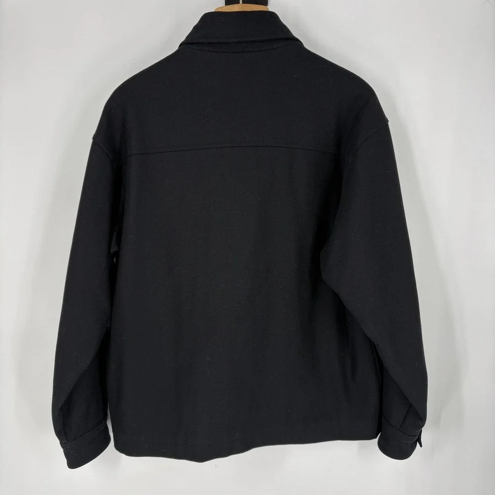 Abercrombie & Fitch Jacket Mens‎ Medium Black Wool Full Zip Bomber Lined Classic